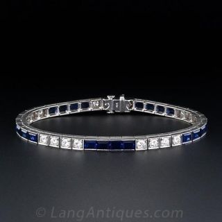 Diamond and Sapphire Line Bracelet