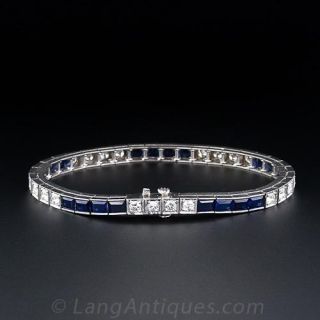 Diamond and Sapphire Line Bracelet