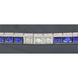 Diamond and Sapphire Line Bracelet
