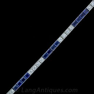 Diamond and Sapphire Line Bracelet Main View