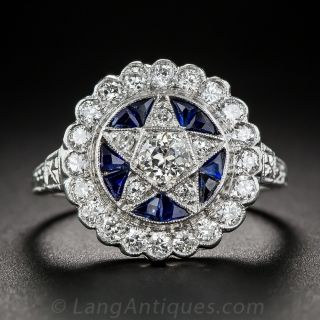 Diamond and Sapphire Star Ring