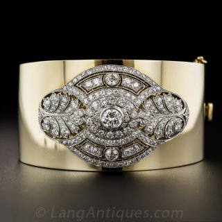 Diamond Art Deco Brooch Bangle Bracelet
