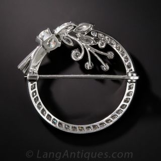 Mid Century Platinum and Diamond Circle Pin