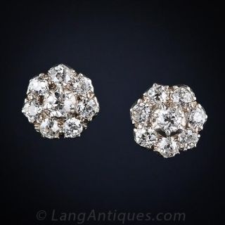 Diamond Cluster Stud Earrings