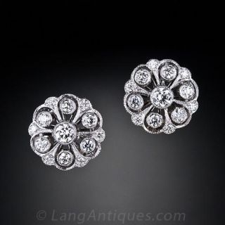Diamond Cluster Stud Earrings