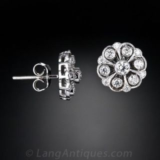 Diamond Cluster Stud Earrings