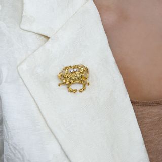 Diamond Crab Brooch