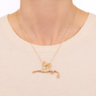 Diamond Crane Pendant/Brooch