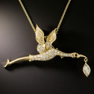 Diamond Crane Pendant/Brooch - 2