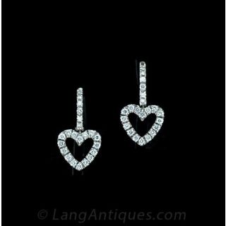 Diamond Drop Heart Motif Earrings Main View