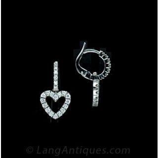 Diamond Drop Heart Motif Earrings