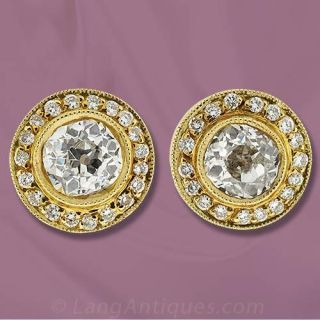 Estate Diamond Gold Earrings