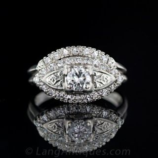 Diamond Engagement Ring & Contoured Diamond Band