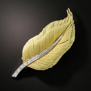 Diamond Feather Brooch by Coroletto of Italy  - 2