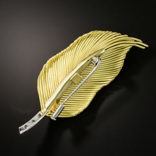 Diamond Feather Brooch by Coroletto of Italy 