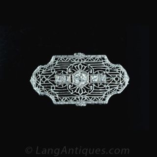 Filigree White Gold Pendant Brooch Main View