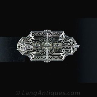 Diamond Filigree White Gold Pendant/Brooch