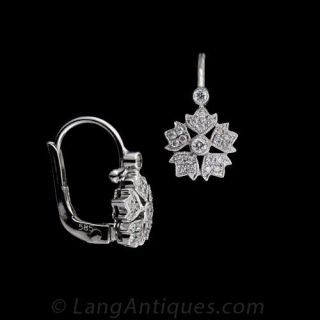 Diamond Flower Drop Earrings