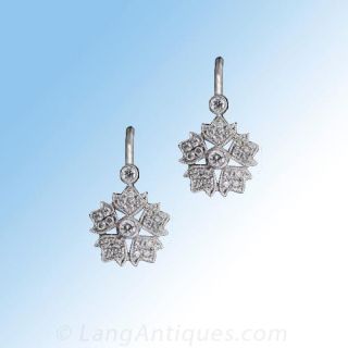 Diamond Flower Drop Earrings