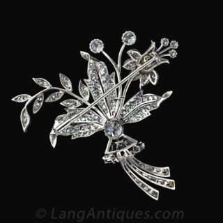 Diamond Flower Spray Brooch