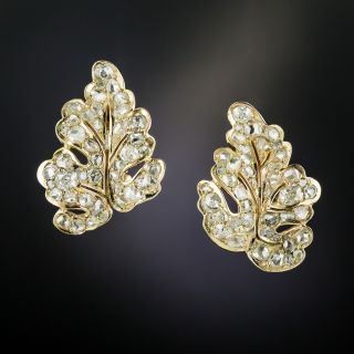 Diamond Leaf Motif Earrings - 2