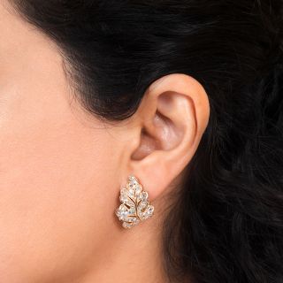 Diamond Leaf Motif Earrings