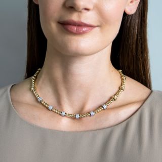 Diamond Macaroni Link Necklace