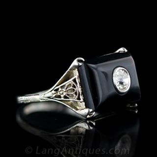 Diamond & Onyx Ring, Circa 1930's