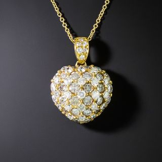 Diamond Puffed Heart Pendant - 2