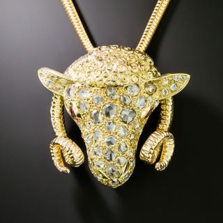 Diamond Ram's Head Pendant/Brooch - 2