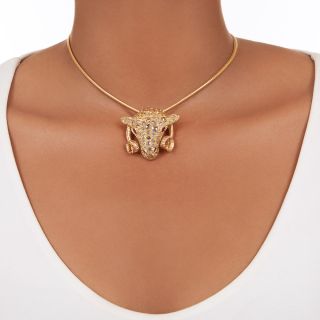 Diamond Ram's Head Pendant/Brooch