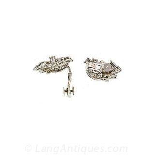 Diamond Ribbon Motif Clip Earrings