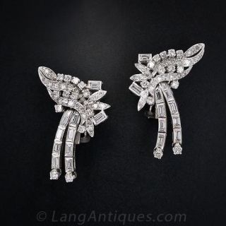Diamond Spray Motif Drop Earrings
