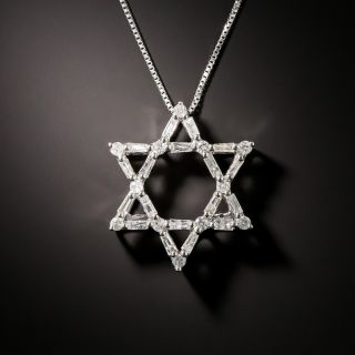 Diamond Star of David Pendant - 1