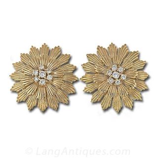 Diamond Starburst Clip Earrings