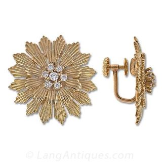 Diamond Starburst Clip Earrings