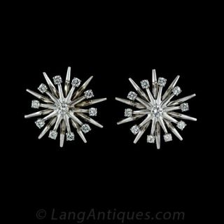 Vintage Diamond Gold Earrings 