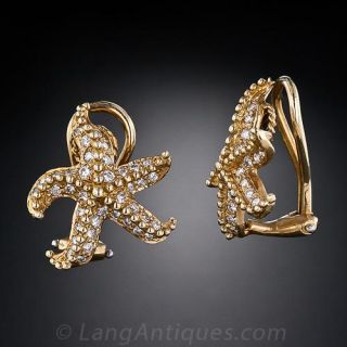 Diamond Starfish Earrings