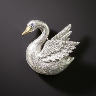 Diamond Swan Brooch By E. Wolf & Co, London - 2