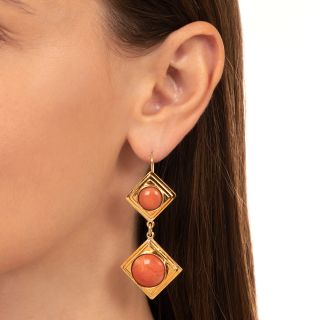 Double Coral Dangle Earrings 