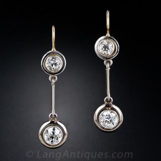 Double Diamond Dangle Earrings