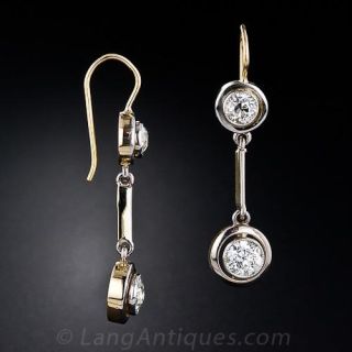 Double Diamond Dangle Earrings