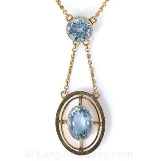 Double Drop Aquamarine Pendant
