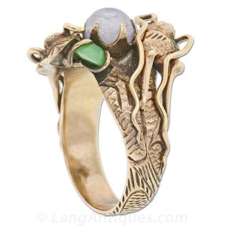 Double Headed Dragon Gem-Set Ring