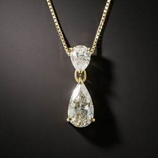 Double Pear Shape Diamond Drop - 2.01 Carat Total - 1