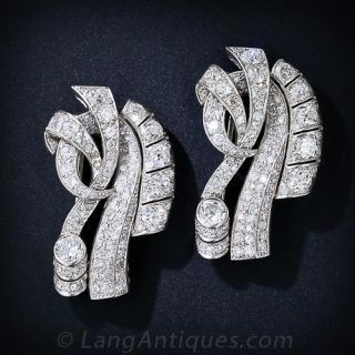 Double Platinum and Diamond Art Deco Clip Brooches