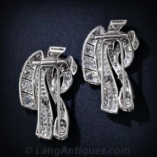 Double Platinum and Diamond Art Deco Clip Brooches