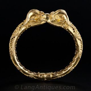 Double Ram's Head Hinged Bangle Bracelet