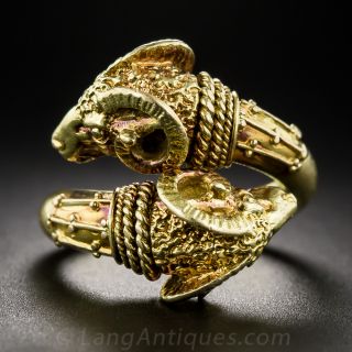 Double Rams Head Ring