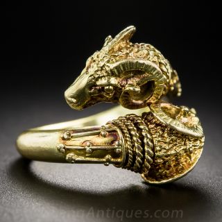 Double Rams Head Ring